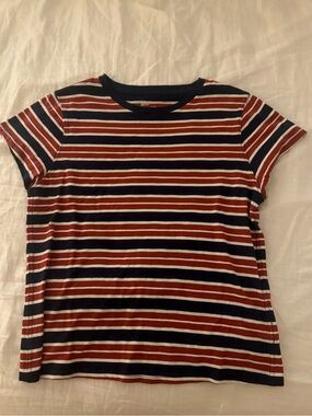 Aerie Women’s Striped Short Sleeve Tee - Red, Navy & White